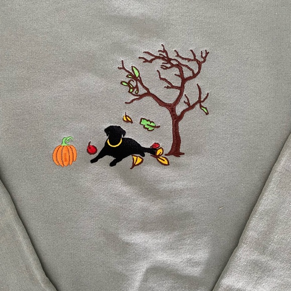 Fall Dog Embroidered Sweatshirt - Picture 3 of 3
